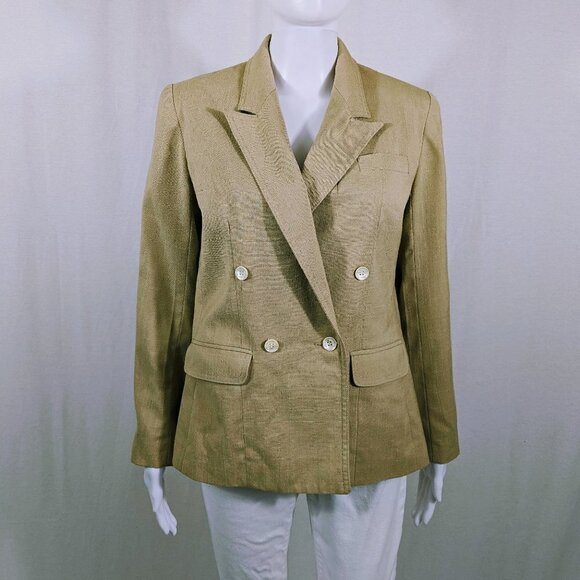 Vintage Ms. Chaus Tan Double Breasted Blazer Size M - Picture 1 of 7